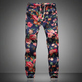 2020 New Fashion Summer Spring Autumn Men Floral Print Joggers Male Casual Summer Pants Mens Sweatpants Linen Pants Men Trouser