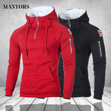 Casual Men Patchwork Hoodies Fashion Hooded Sweatshirt Coat Male Winter Spring Black Red Streetwear Tracksuit Man Hoody Pullover