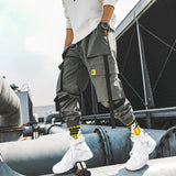 LAPPSTER Men Ribbons Streetwear Cargo Pants 2020 Autumn Hip Hop Joggers Pants Overalls Black Fashions Baggy Pockets Trousers