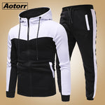 New Fashion Men Set Zipper Hoodies+Pants Sets Male Tracksuit Men's Casual Slim Fit Sportswear Male Brand Sweat Shirts Clothing