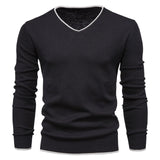 2020 New 100% Cotton Pullover V-neck Men's Sweater Solid Color Long Sleeve Autumn Slim Sweaters Men Casual Pull Men Clothing