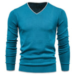 2020 New 100% Cotton Pullover V-neck Men's Sweater Solid Color Long Sleeve Autumn Slim Sweaters Men Casual Pull Men Clothing