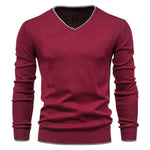 2020 New 100% Cotton Pullover V-neck Men's Sweater Solid Color Long Sleeve Autumn Slim Sweaters Men Casual Pull Men Clothing