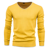 2020 New 100% Cotton Pullover V-neck Men's Sweater Solid Color Long Sleeve Autumn Slim Sweaters Men Casual Pull Men Clothing