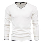 2020 New 100% Cotton Pullover V-neck Men's Sweater Solid Color Long Sleeve Autumn Slim Sweaters Men Casual Pull Men Clothing