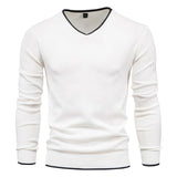 2020 New 100% Cotton Pullover V-neck Men's Sweater Solid Color Long Sleeve Autumn Slim Sweaters Men Casual Pull Men Clothing